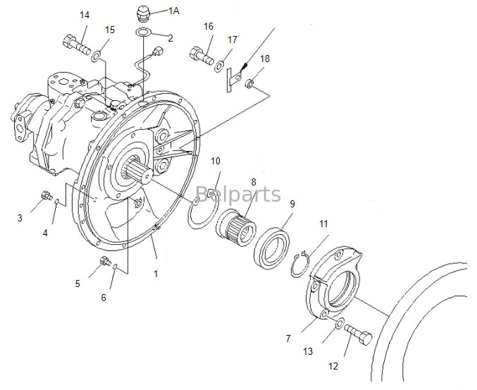 Belparts खुदाई Pc100-6 Pc120-6 Pc120-2 Pc100 मुख्य पंप 708-1L-00070 कोमात्सु के लिए हाइड्रोलिक पंप