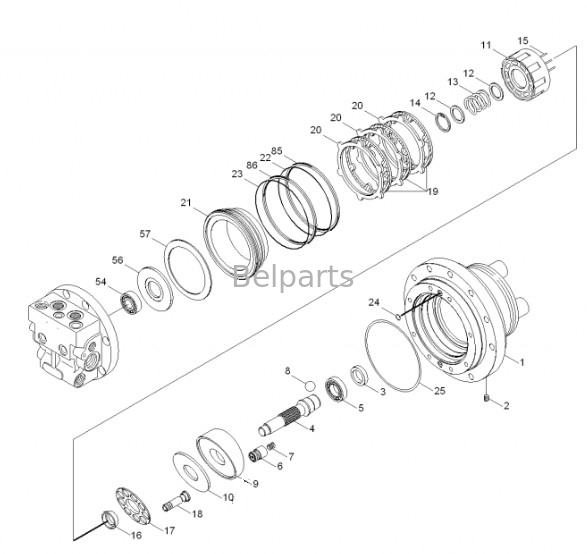 R55-7 R55-7A अंतिम ड्राइव Assy बेल पार्ट्स खुदाई यात्रा मोटर Assy 31M8-40010 31M8-40020 हुंडई के लिए