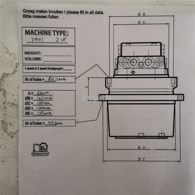 Hitachi ZX18 IHI 10F2 CX18 Kubota15 SK1.5 खुदाई मशीन TM01 अंतिम ड्राइव के लिए हाइड्रोलिक मोटर