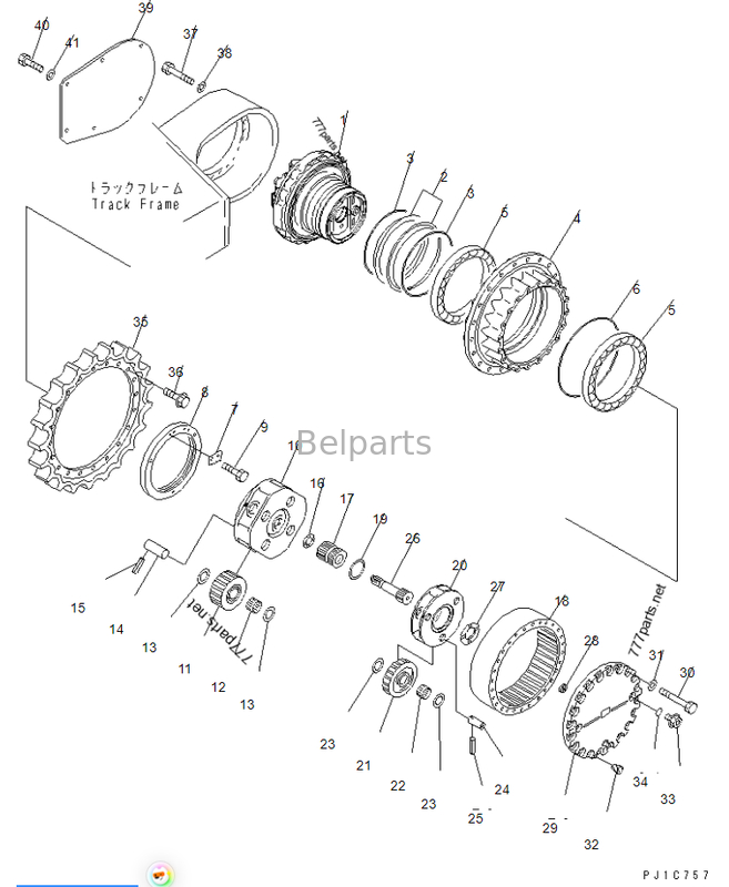 बेल पार्ट्स excavtor PC300-7 207-27-71140 708-8H-00320 Excavator यात्रा गियरबॉक्स असर प्रतिस्थापन भागों