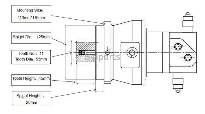 स्विंग मोटर ZX16-3 ZX17U-2 ZX17UNA-2 ZX18-3 हिताची उत्खनन उपकरण के लिए स्पेयर पार्ट्स 4654366 रोटरी डिवाइस