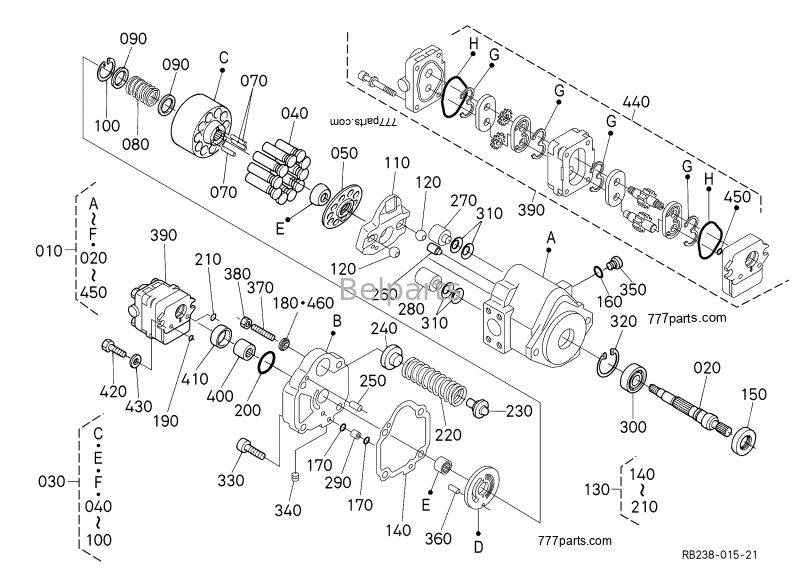 हाइड्रोलिक पंप Kubota U17-3 KX41-3 KX018-4 मिनी खुदाई भागों PVD-00B-15P-5G3-4982A मुख्य पिस्टन पंप RB238-61112 RB238-61110 RG138-61110 RG138-61114 RG138-61113