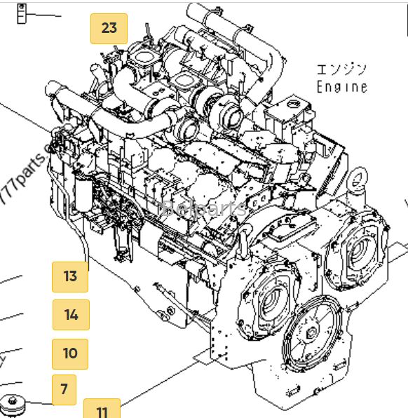 COMMINSS डीजल इंजन असेंबली SAA12V140E-3C-02 के लिए KOMATSU PC2000-8 खुदाई मशीन मूल संलग्नक