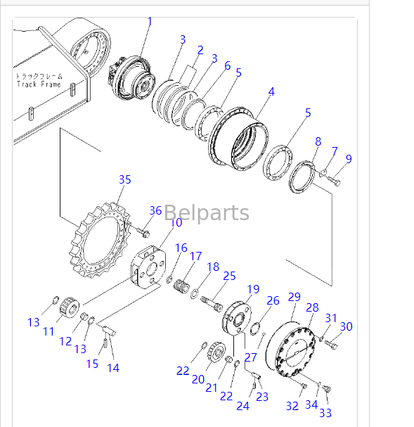208-27-00411 208-27-00421 कोमात्सु PC390LC-10 PC400-7 PC400LC-7 PC450-7 PC450LC-7 PC450-8 PC450LC-8 एक्सकेवेटर ट्रैवल ट्रैक मोटर के लिए रिडक्शन के साथ अंतिम ड्राइव