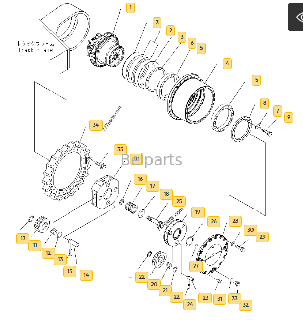 208-27-00240 PC400-7 PC400LC-7 PC450-7 PC450LC-7 के लिए अंतिम ड्राइवर गियरबॉक्स ट्रैक रिड्यूसर के साथ खुदाई करने वाले पार्ट्स ट्रैवल मोटर