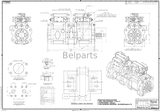 Pc200 Pc200 7 Belparts Excavator Main Pump Pc200-7 200-6 Pc160 708-2L-00300 708-2L-00790 Hydraulic Pump For Komatsu